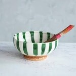 CREATIVE CO-OP CREATIVE CO-OP Round Stoneware Bowl with Stripe Reactive Crackle