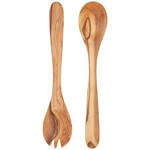 HEIRLOOM HEIRLOOM Olive Wood Salad Servers Shallow Fork 2pk.