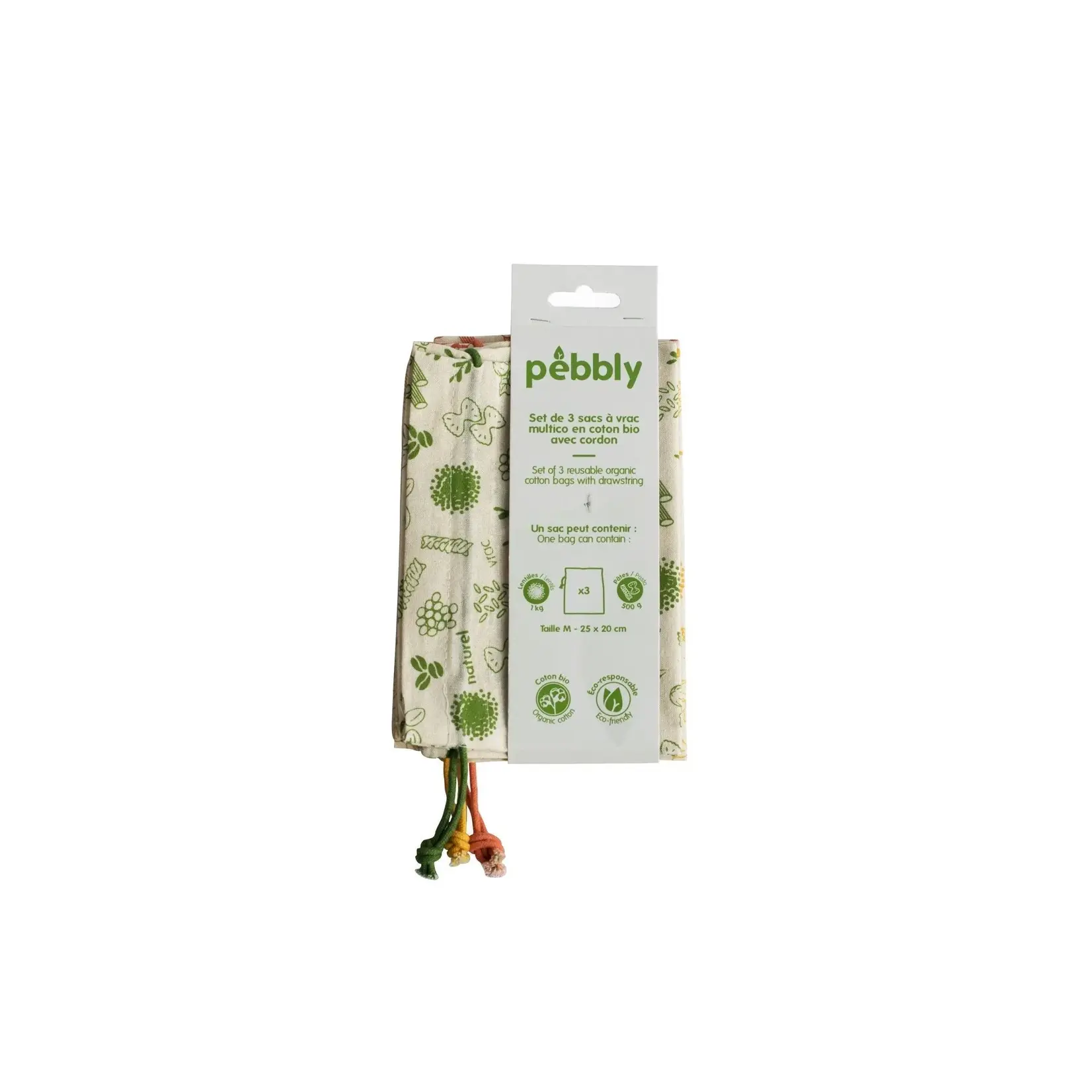 PEBBLY PEBBLY Organic Food Bag S/3 - Asst'd