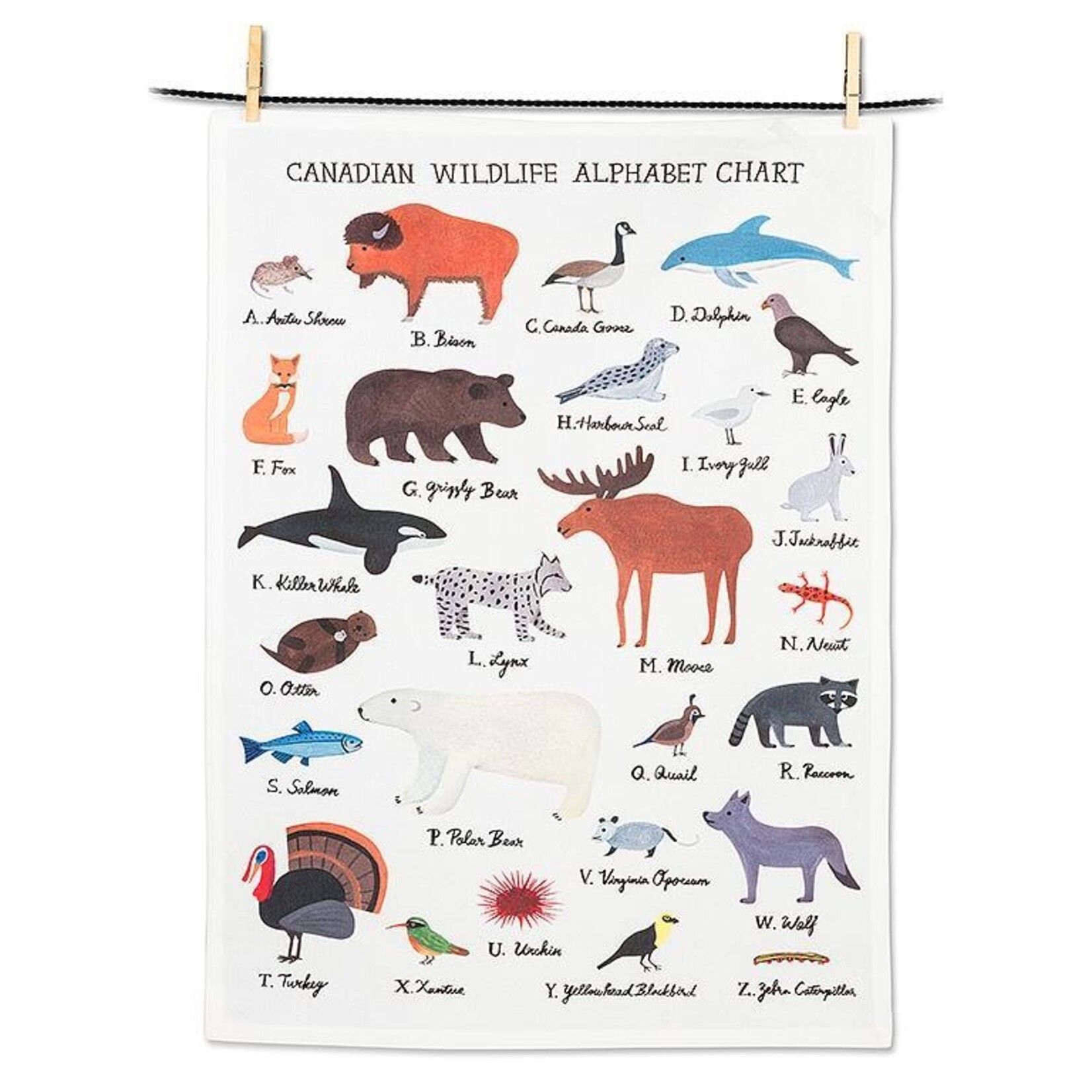 ABBOTT ABBOTT Wildlife Alphabet Kitchen Towel