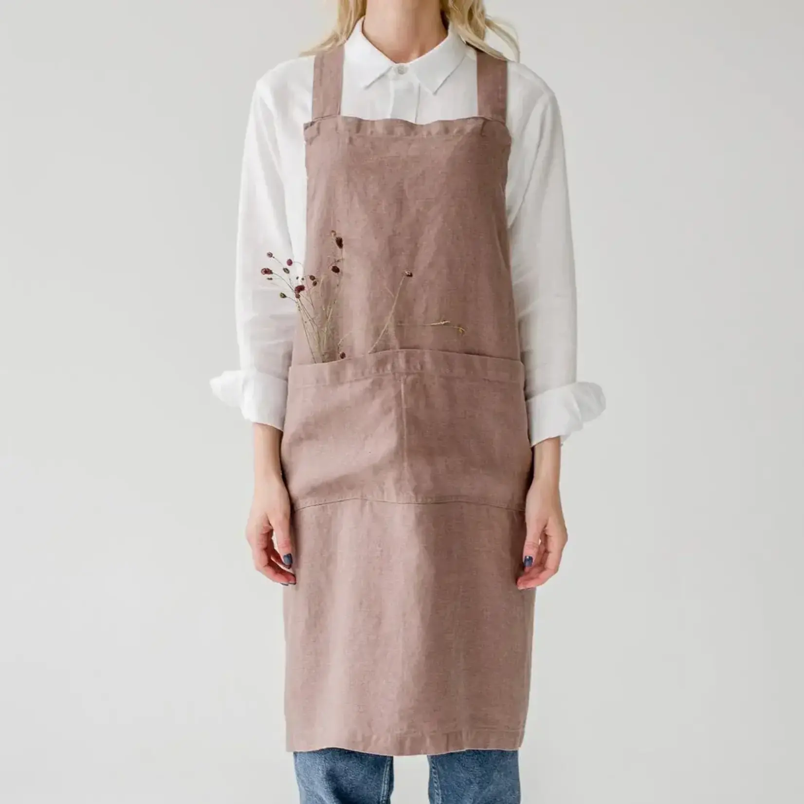 LINEN TALES LINEN TALES Crossback Apron - Ashes of Roses
