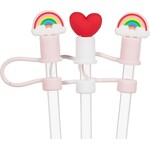 ABBOTT ABBOTT Jumbo Straws w/Rainbow & Heart Caps S/3