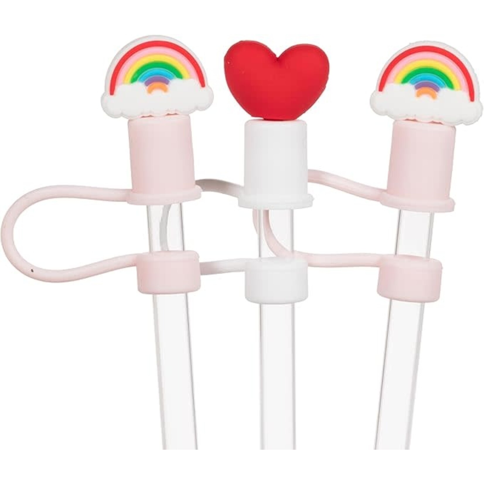 ABBOTT ABBOTT Jumbo Straws w/Rainbow & Heart Caps S/3