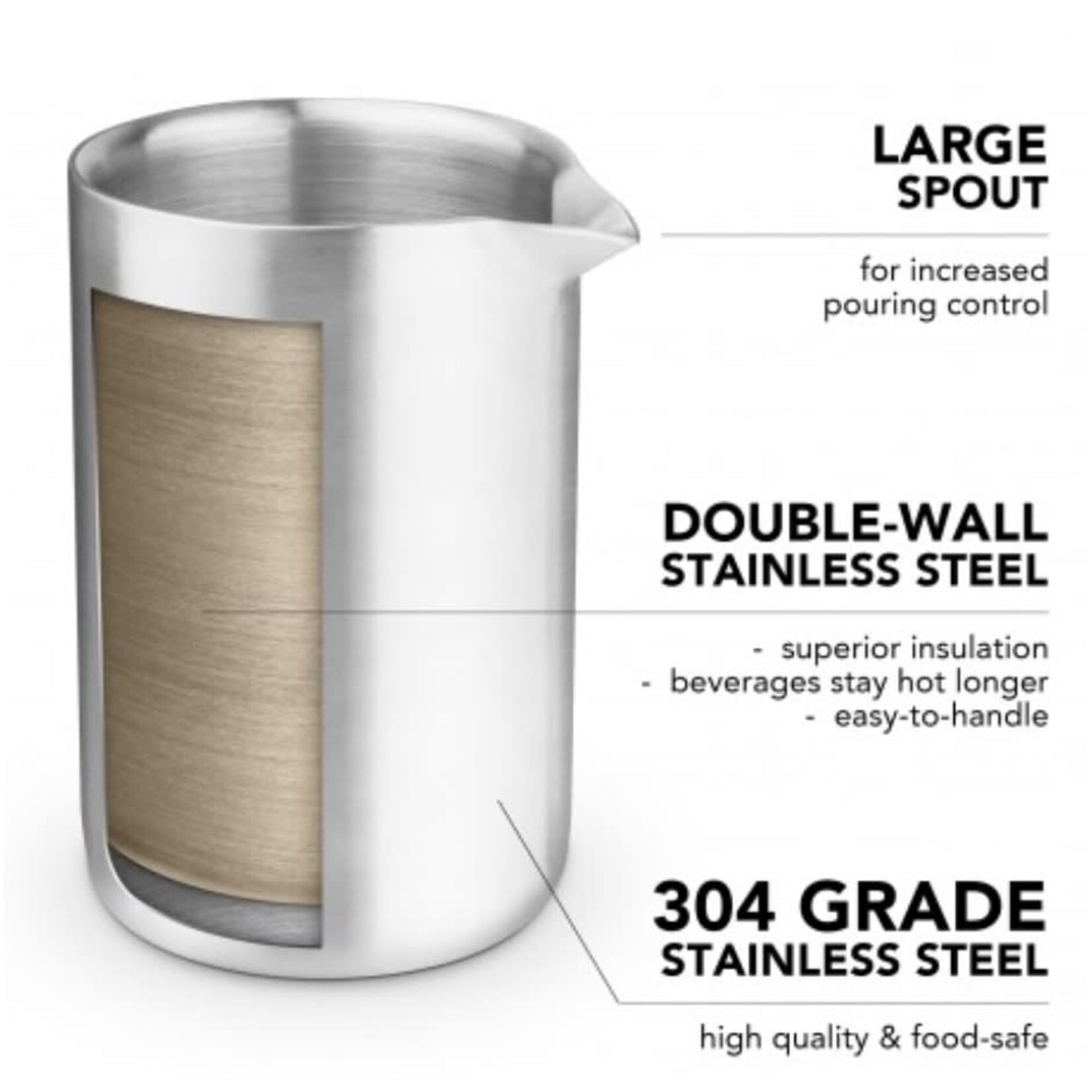 FINAL TOUCH FINAL TOUCH Double Wall Frothing Pitcher - Stainless