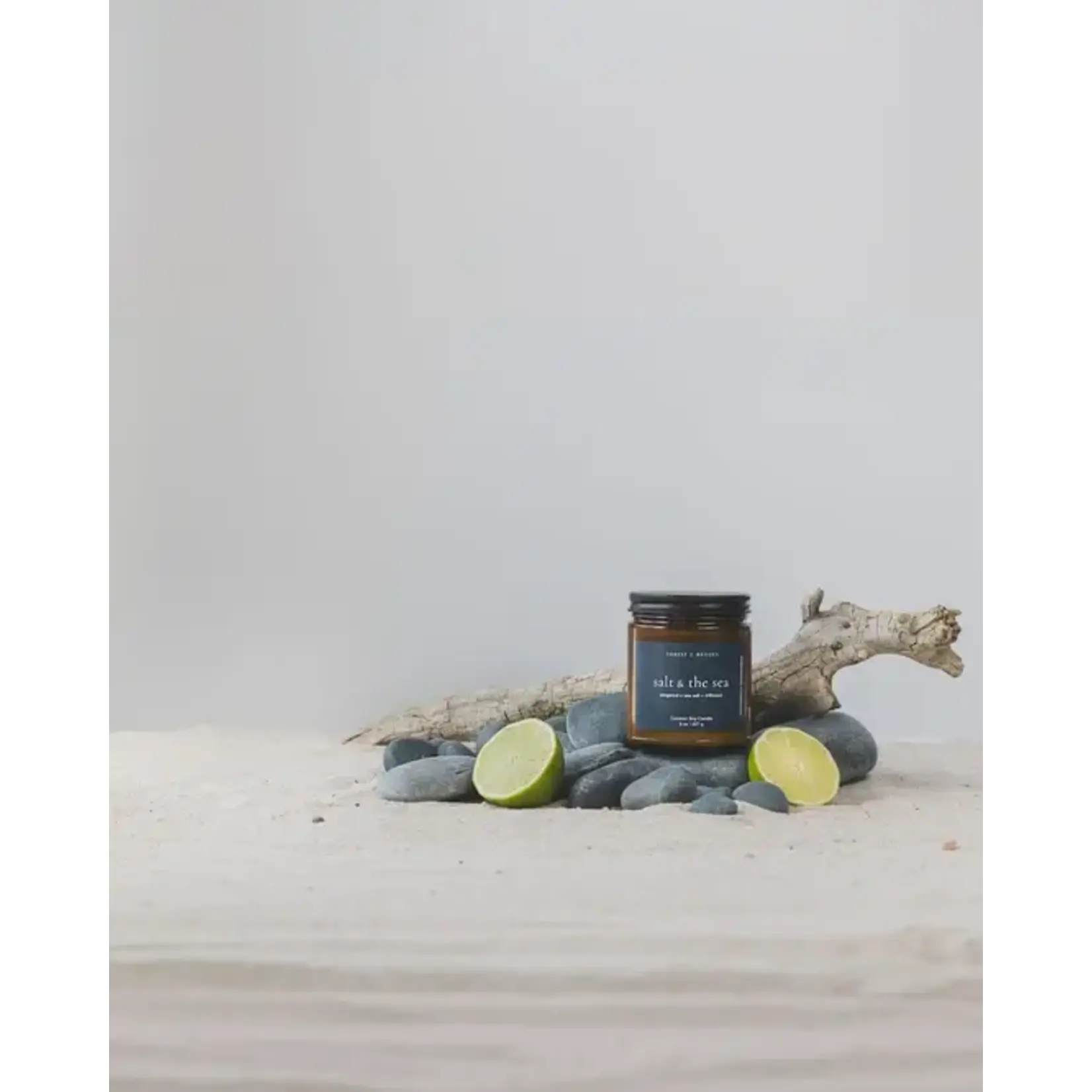 FOREST & BROOKS FOREST & BROOKS Salt & The Sea - Wooden Wick 8oz Candle