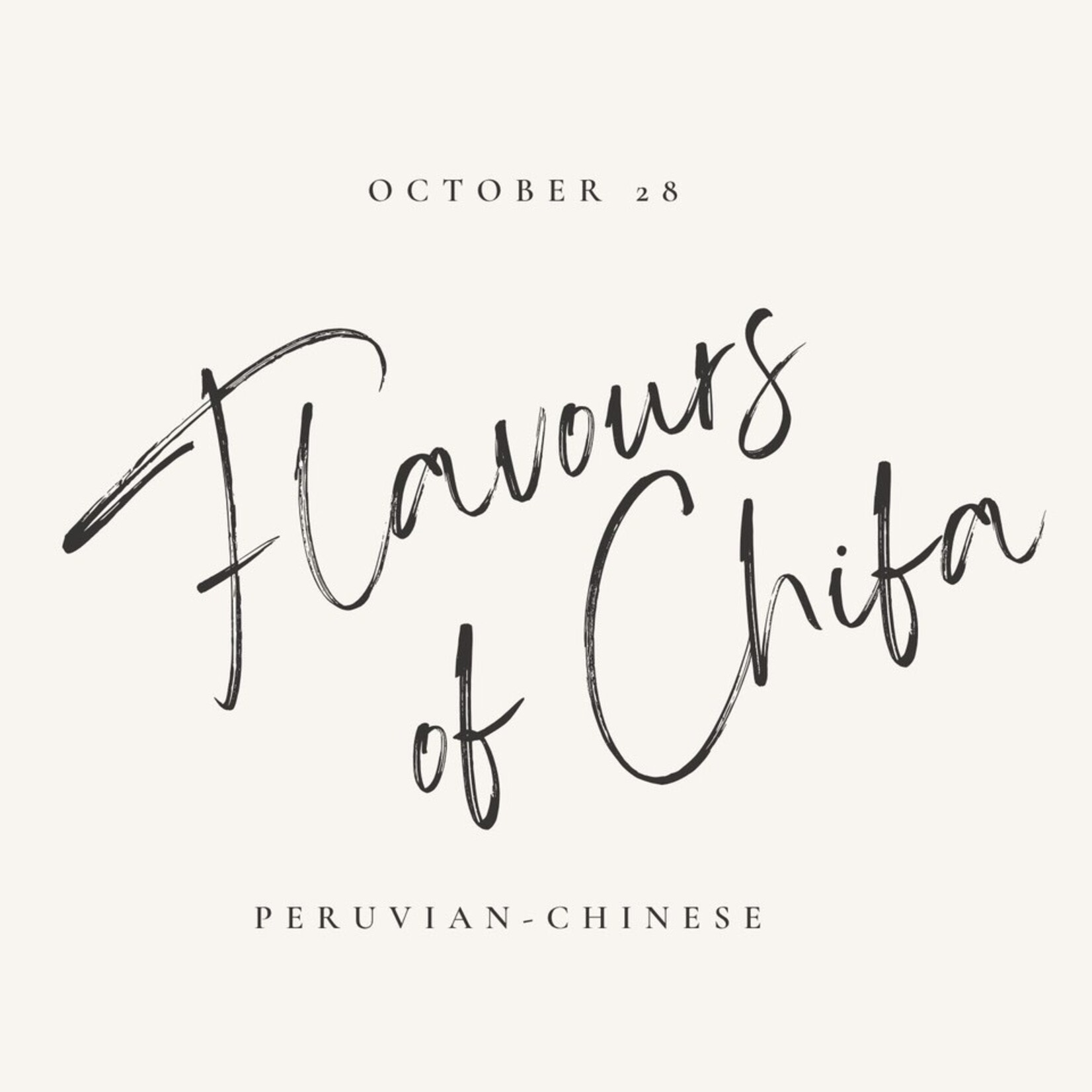 Cooking Class: Taste of Peru and China with Chef Anahi October 28