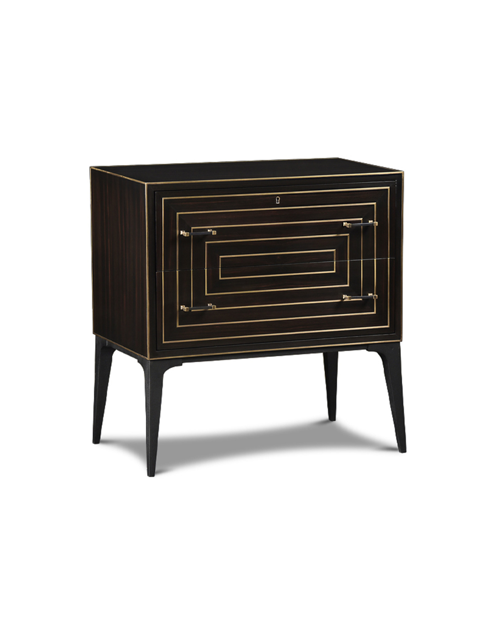 Limoge Small Chest, Ebony & Brass Inlay