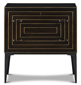 Limoge Small Chest, Ebony & Brass Inlay