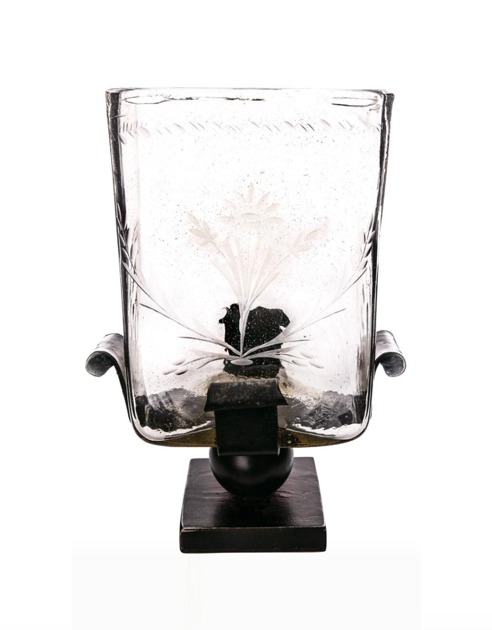 Lirio Vessel w/ Handblown Glass on Iron Stand