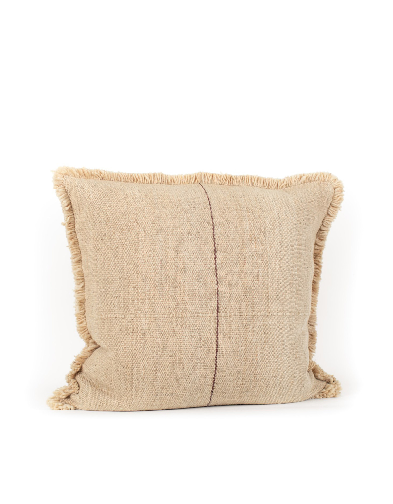 Hand Woven Oatmeal/Plum Chilean Pillow, 26 x 26