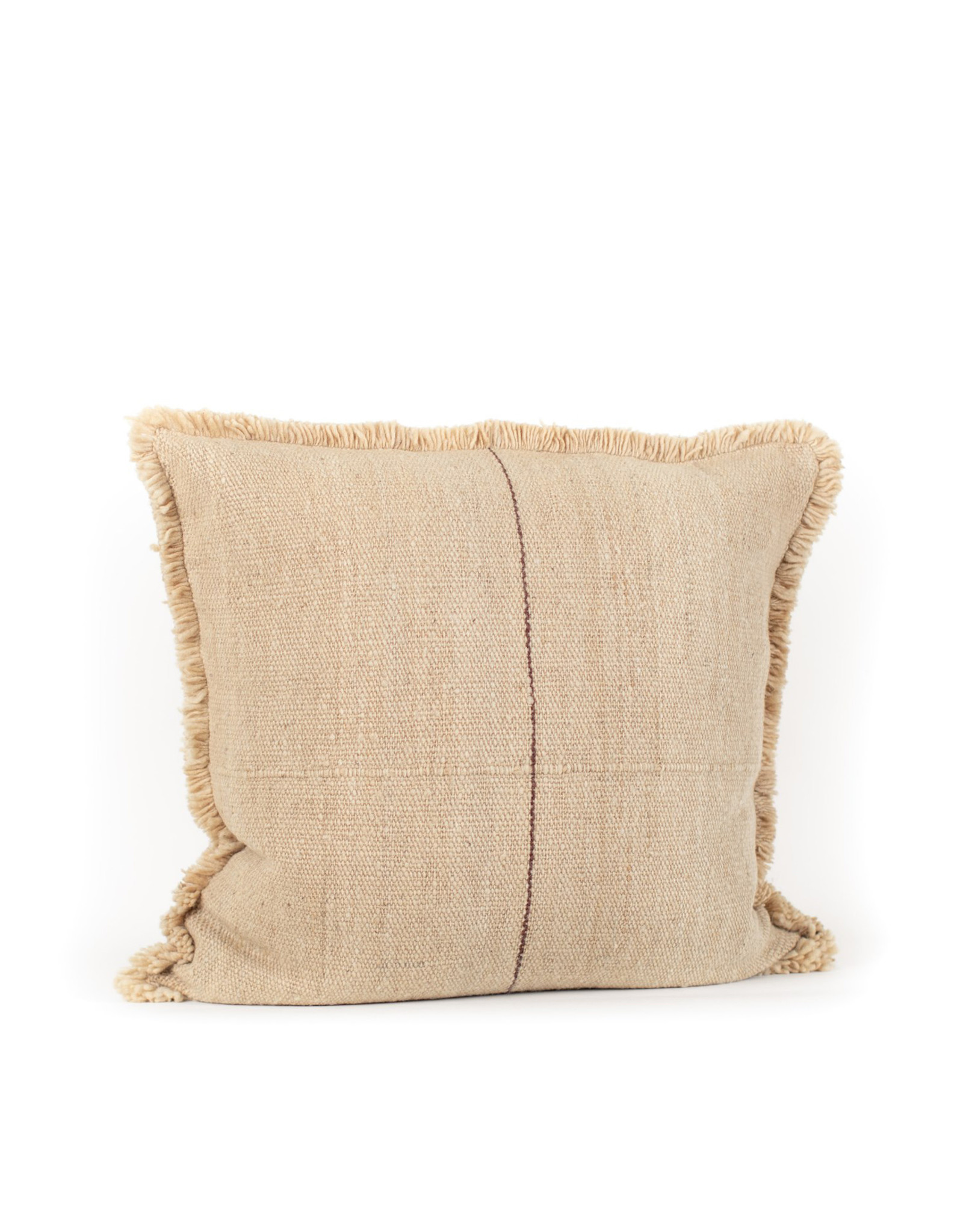 Hand Woven Oatmeal/Plum Chilean Pillow, 26x26