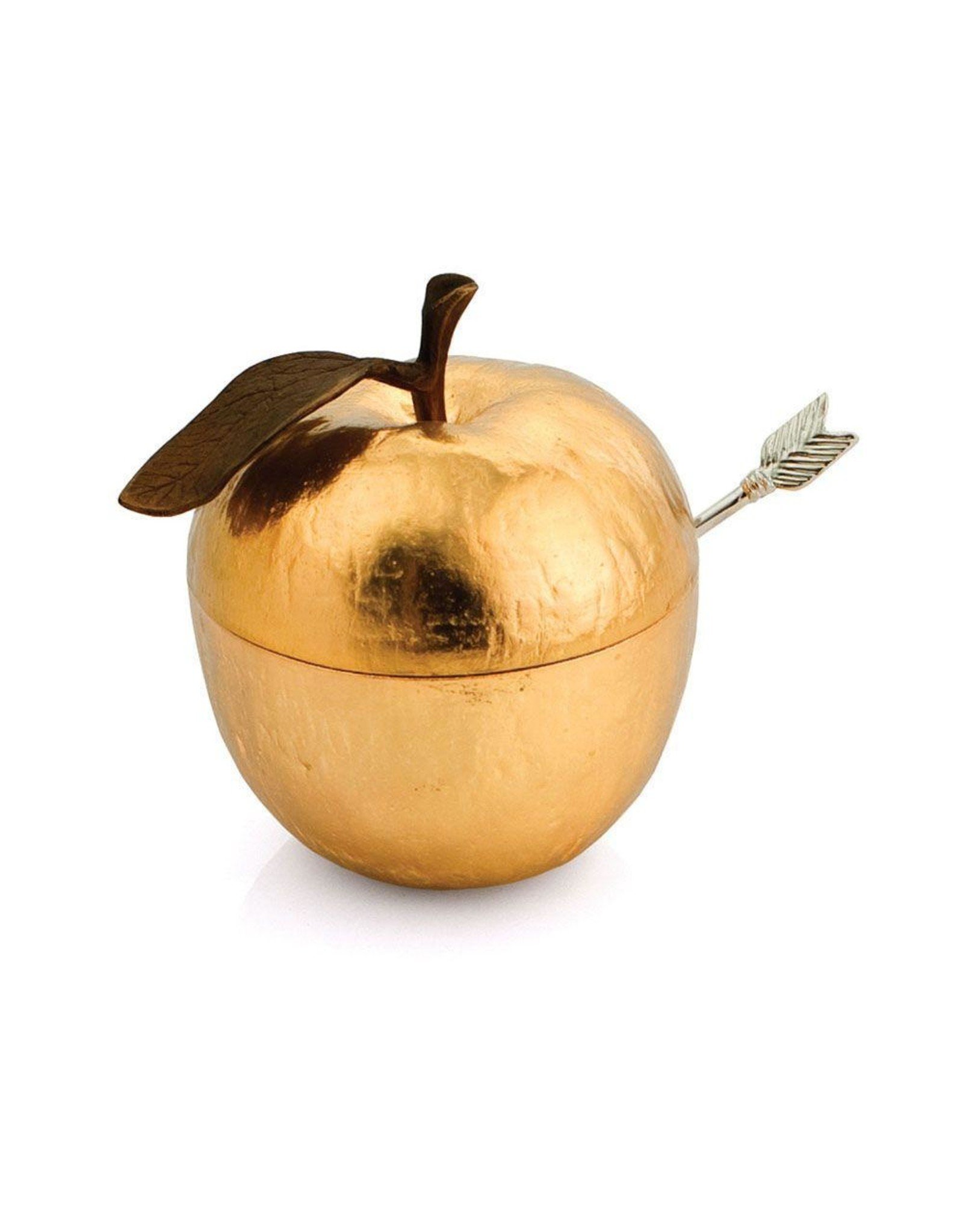 Gold Apple Honey Pot w/ Spoon