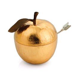 Gold Apple Honey Pot w/ Spoon