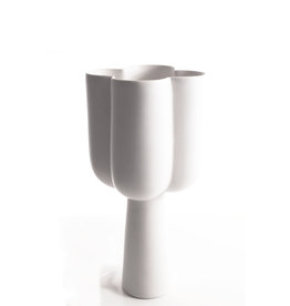 Quatrefoil Vase Alabaster, 13" x 6.5"