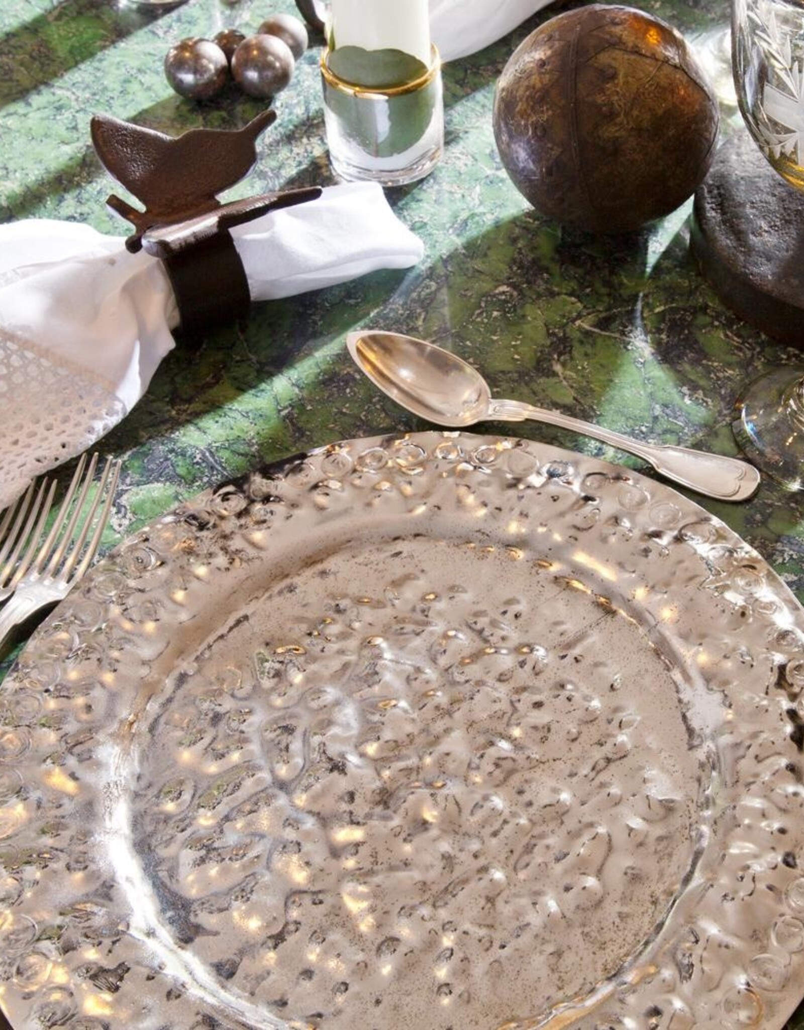 Double Hammered Nickel Charger, 14"