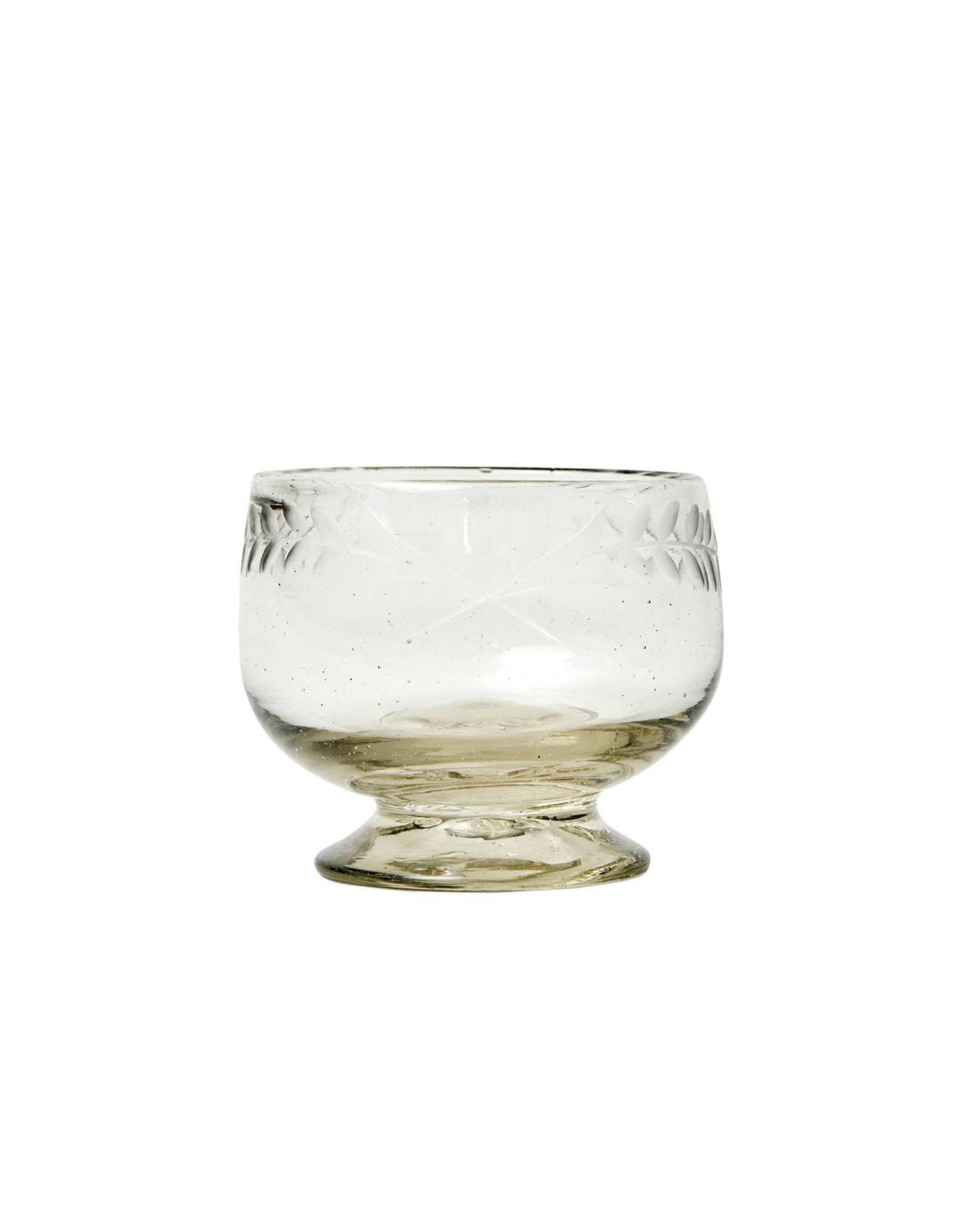 Viejo Vaso Clear w/ Corona Laurel Etching