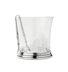 Crystal Ice Bucket w/ Handles & Tong Set