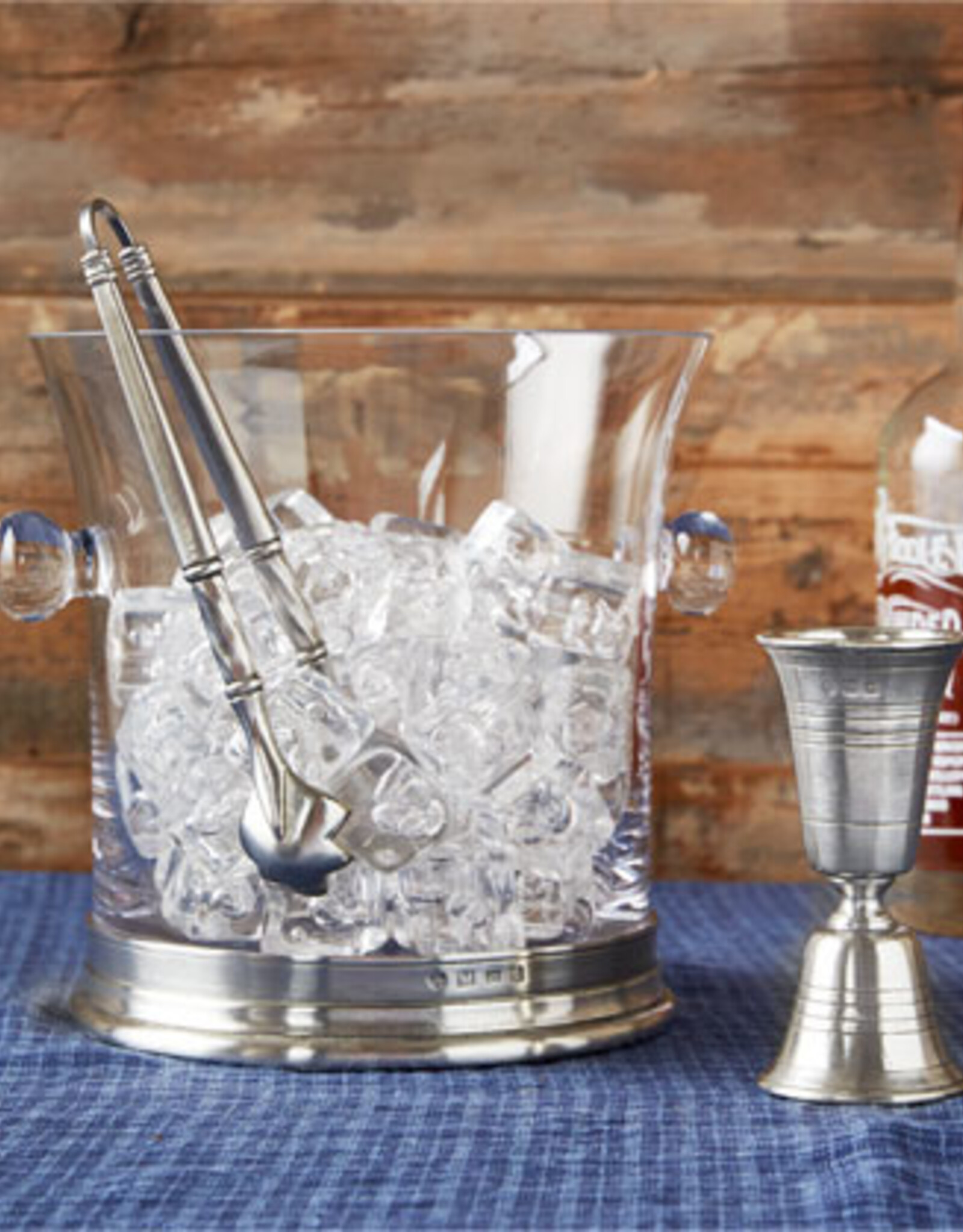 Crystal Ice Bucket w/ Handles & Tong Set, 1385.5