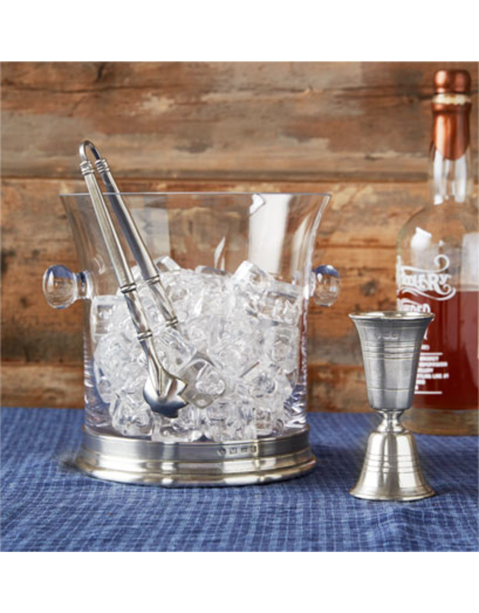 Crystal Ice Bucket w/ Handles & Tong Set, 1385.5