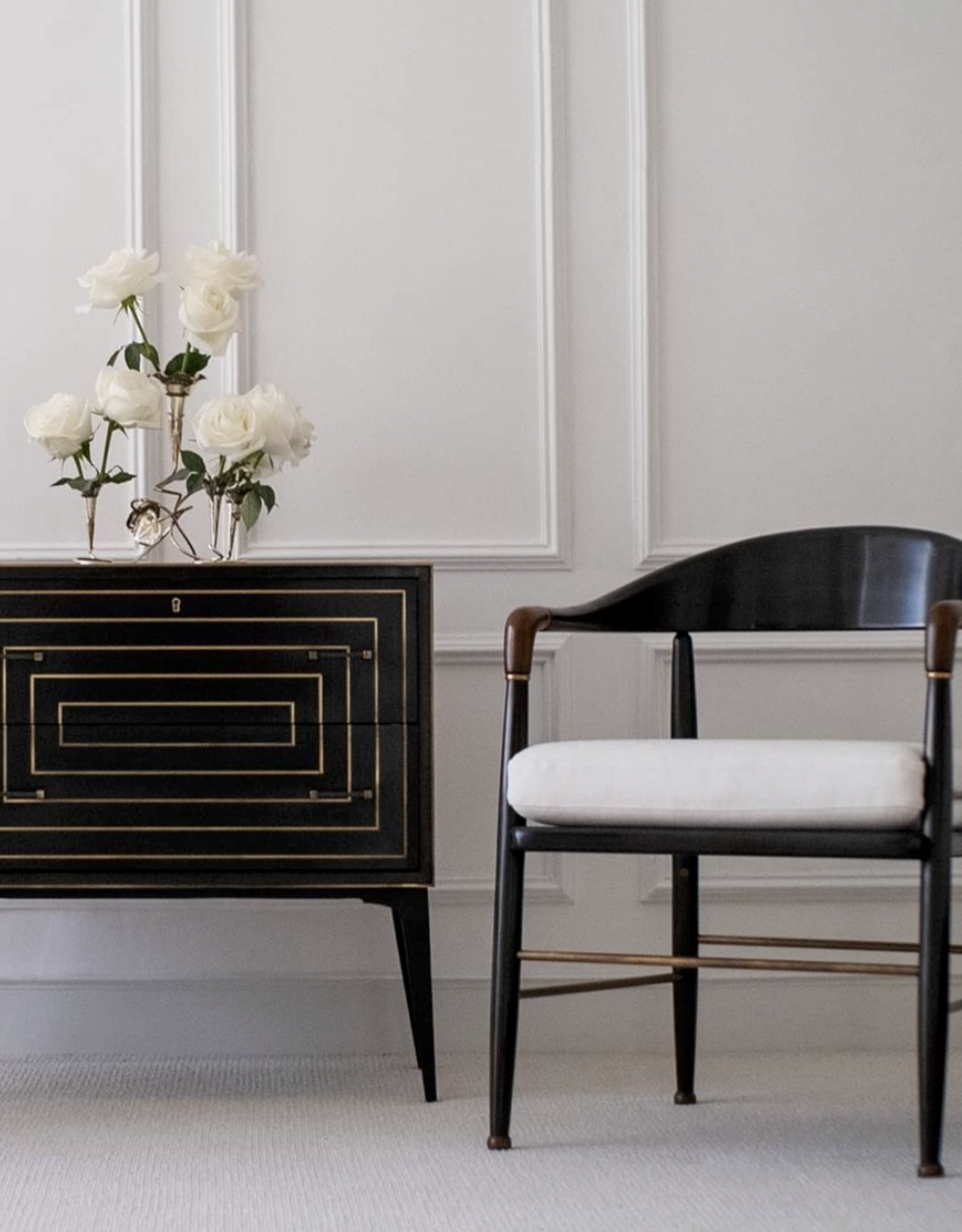 Limoge Small Chest, Ebony & Brass Inlay