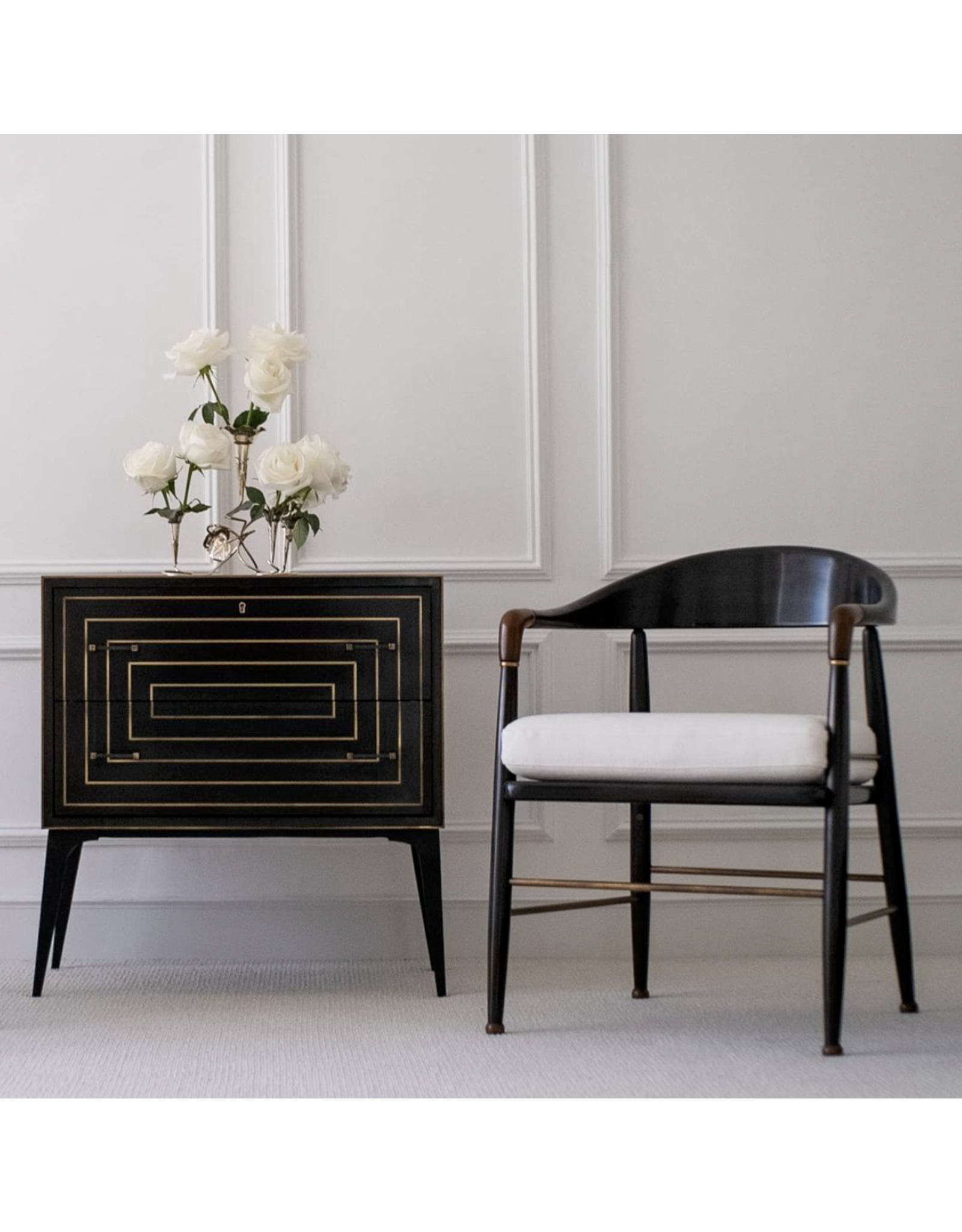 Limoge Small Chest, Ebony & Brass Inlay