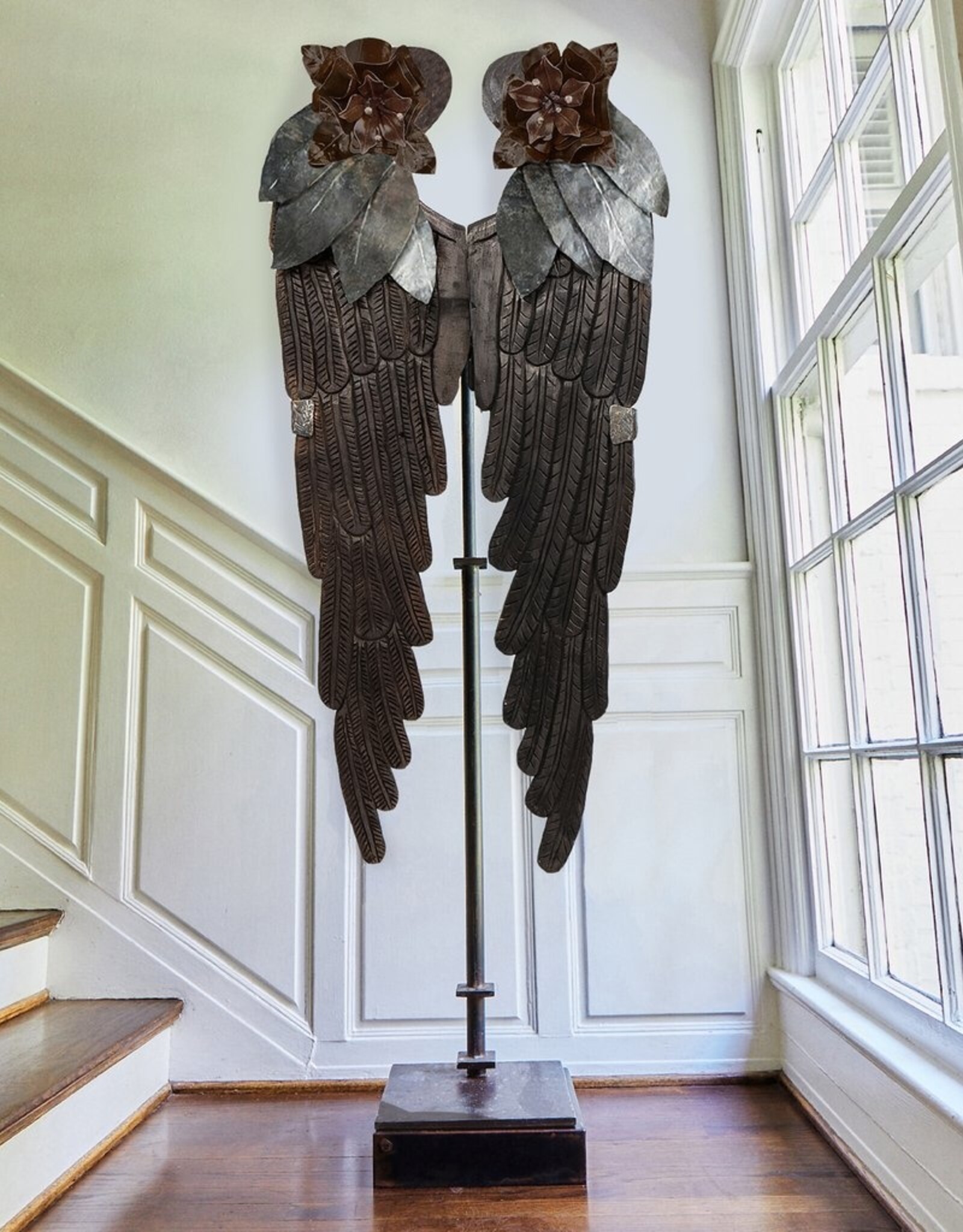 Alas Sculpture w/ Forged Iron Flowers (L)