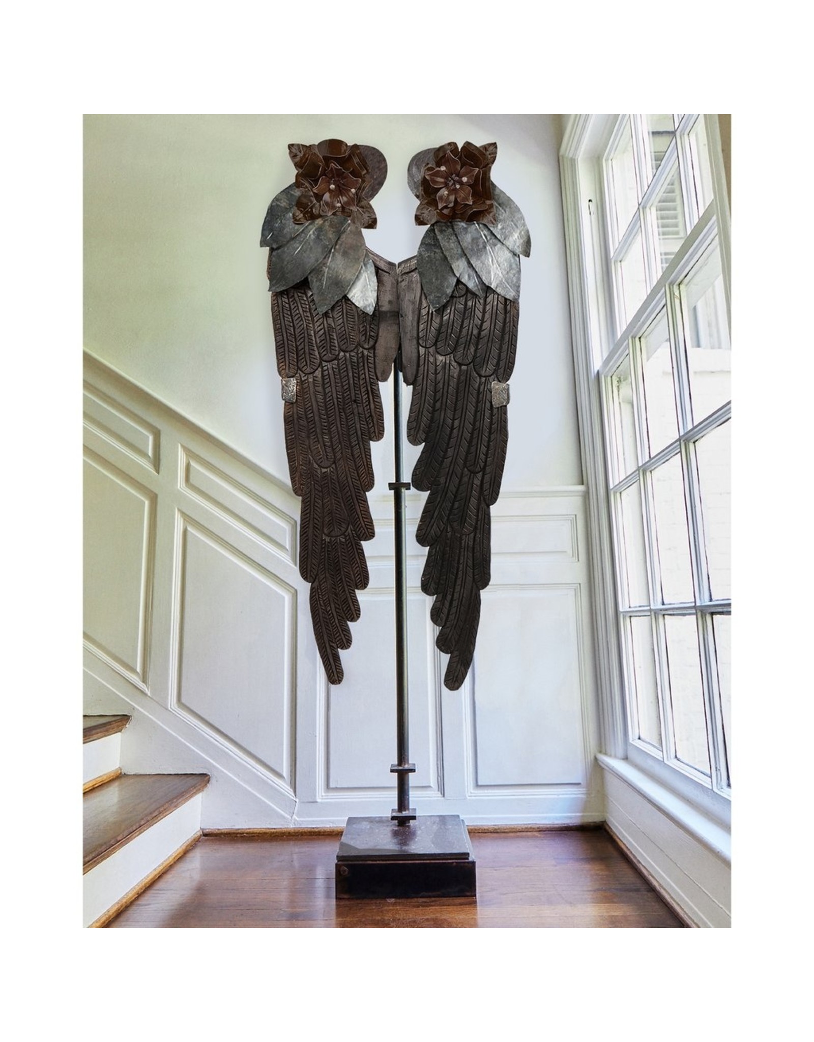 Alas Sculpture w/ Forged Iron Flowers (L)