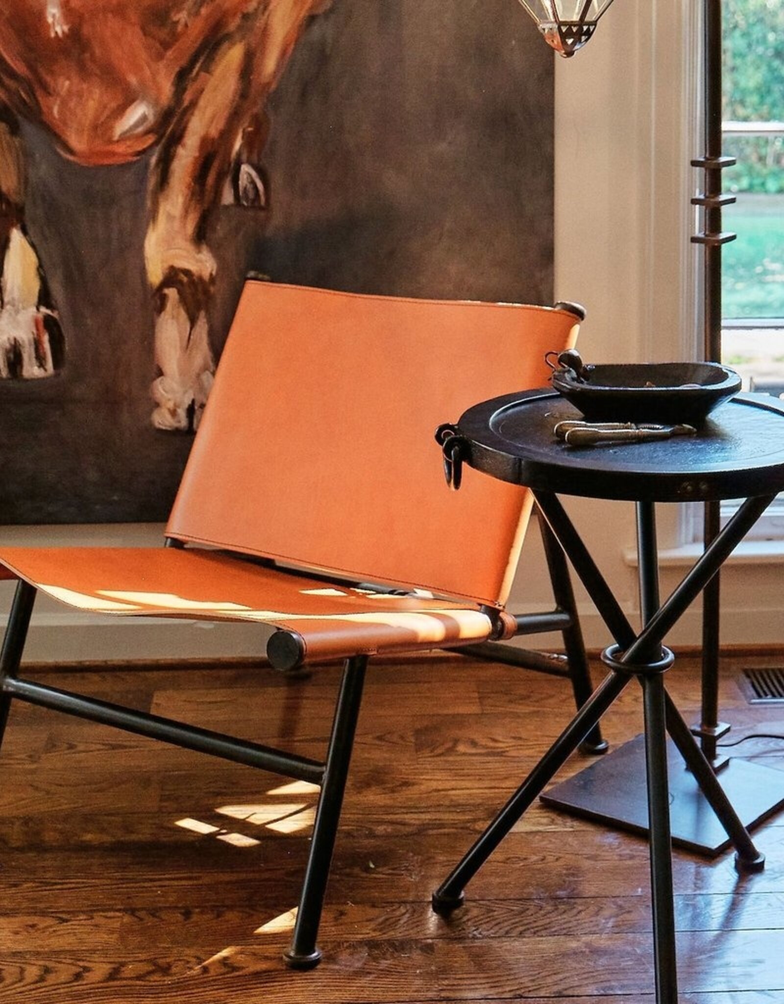 Gioberto Chair, Iron Forged w/ Leather