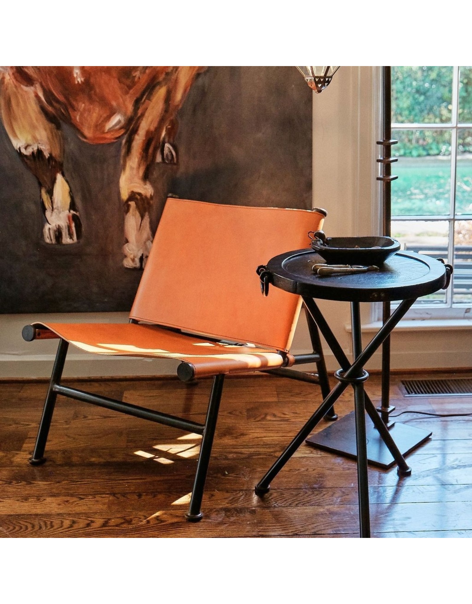 Gioberto Chair, Iron Forged w/ Leather