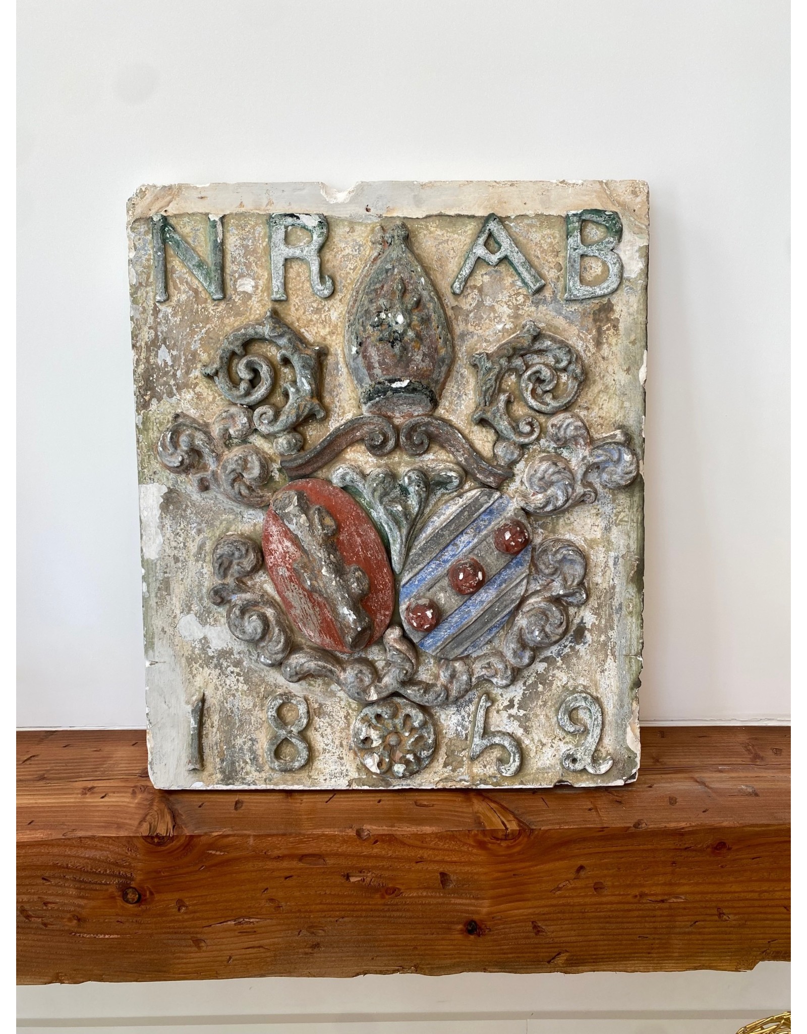 Hand Painted Plaster Plaque, Germany c1852