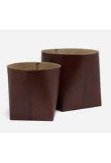 Full Grain Leather Basket, Tobacco Sm
