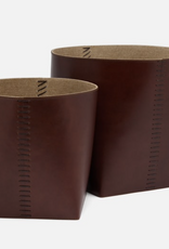 Full Grain Leather Basket, Lg