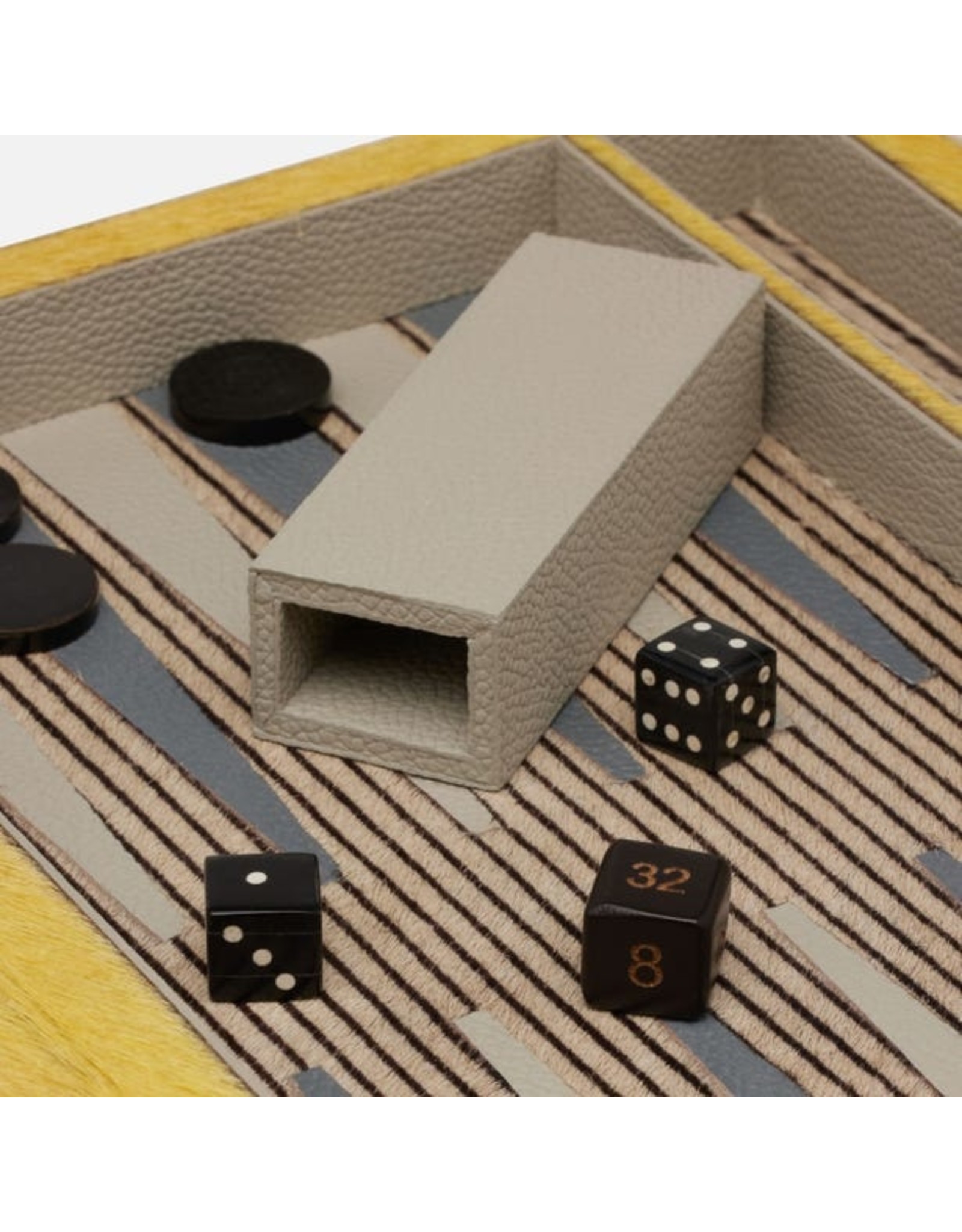 Goldenrod Hair Hide Backgammon Set, Lg