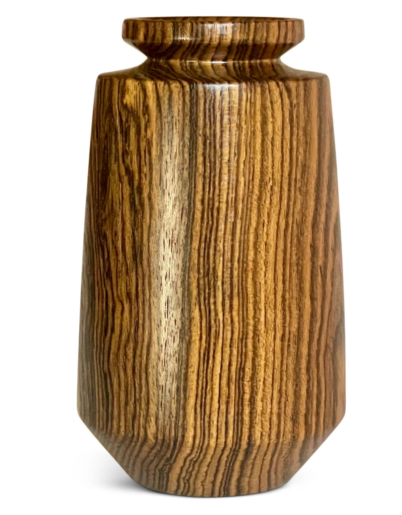 Rare Exotic Bocote Fluted Rim Vase