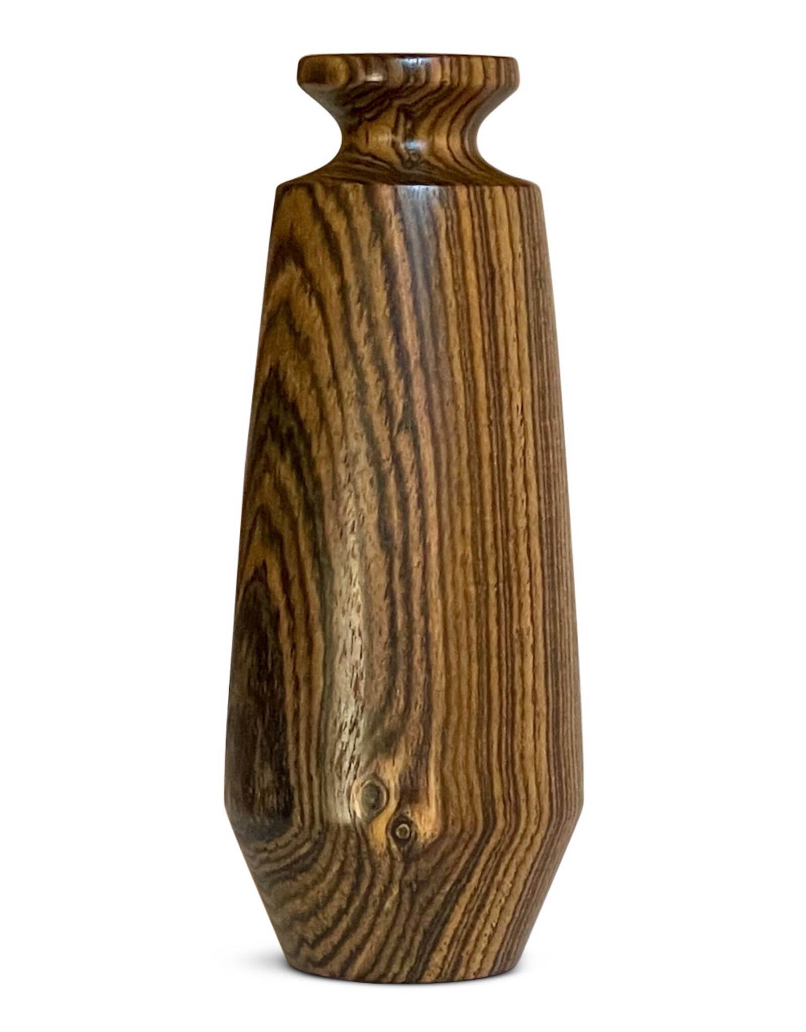 Rare Exotic Bocote Tall Fluted Rim Vase