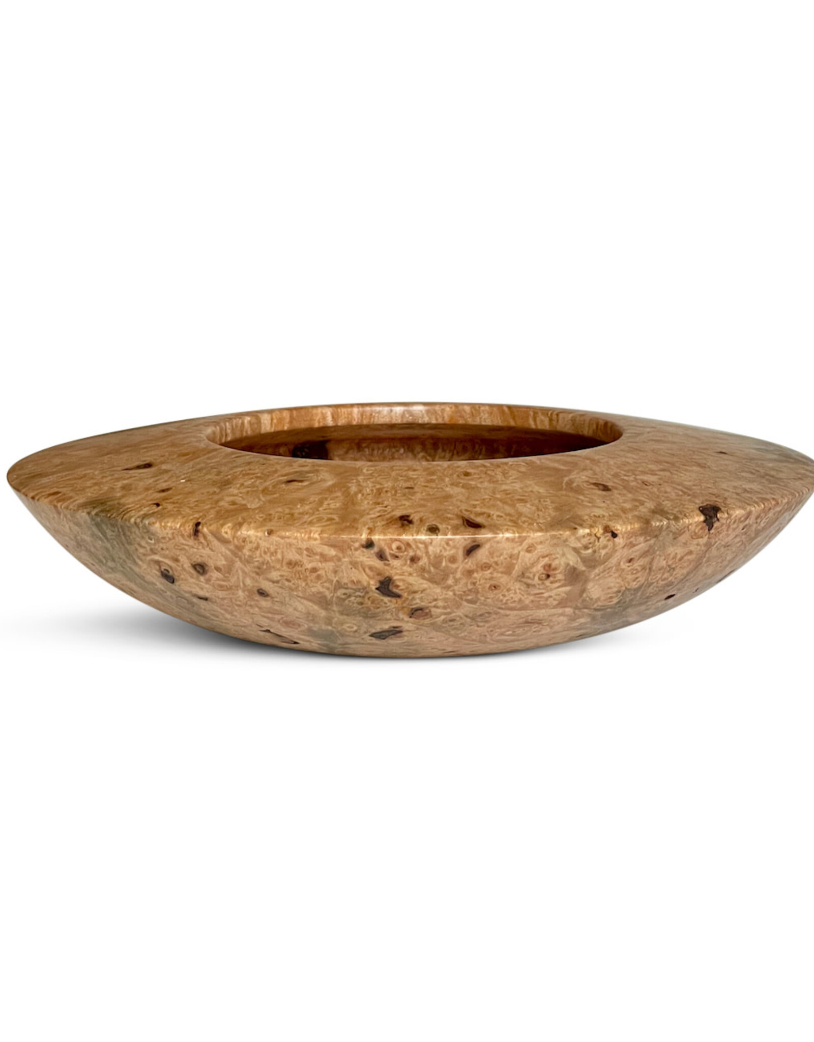Maple Burl Flat Rim Saucer w/ Bark Inculsions