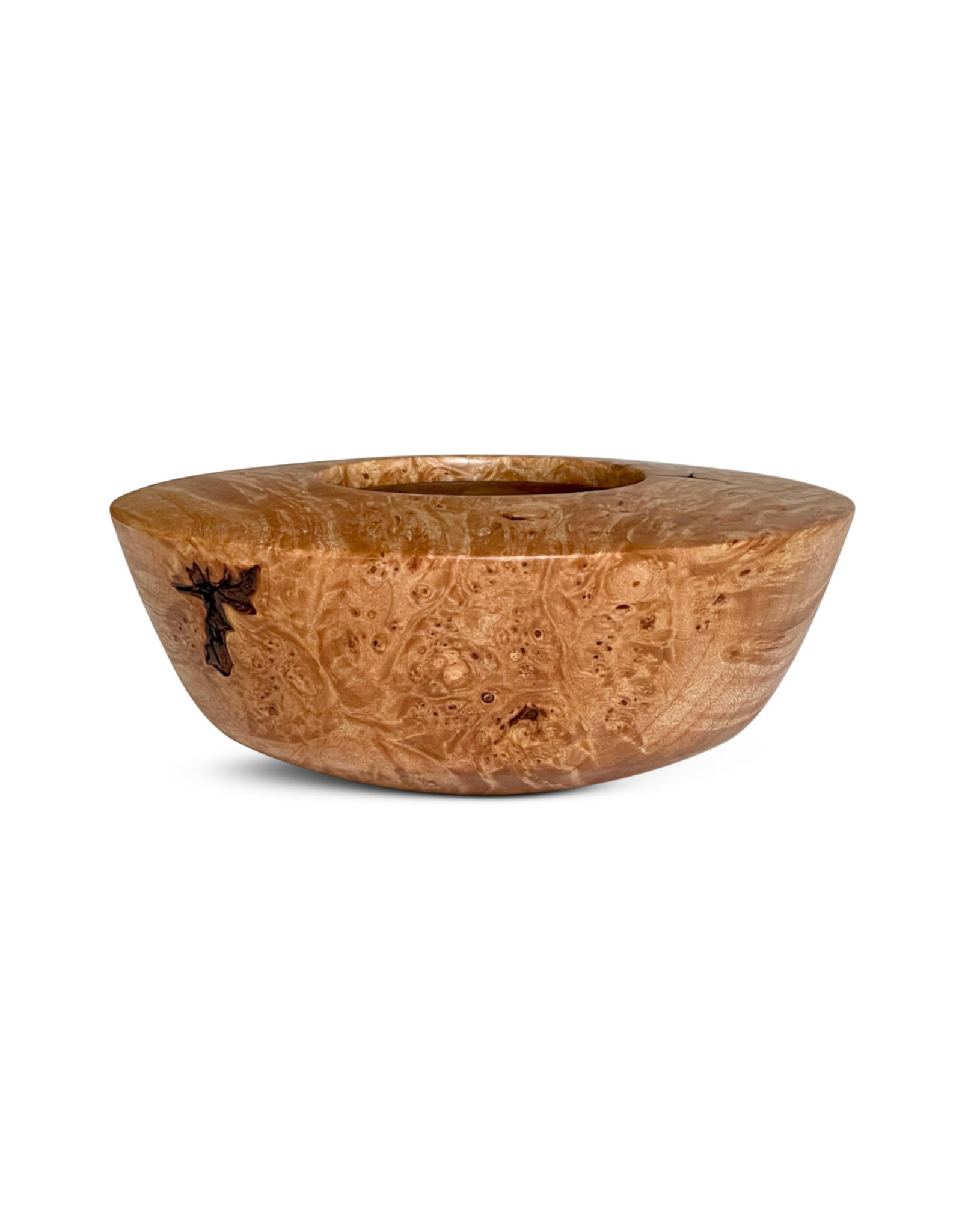 Curly Maple Flat Rim Bowl w/ Bark Inclusions