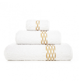 Alhambra Washcloth, White/Gold 12x12