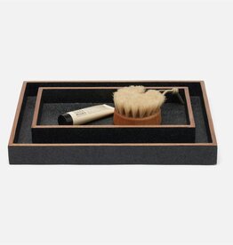 Shagreen Tray, Black Set of 2