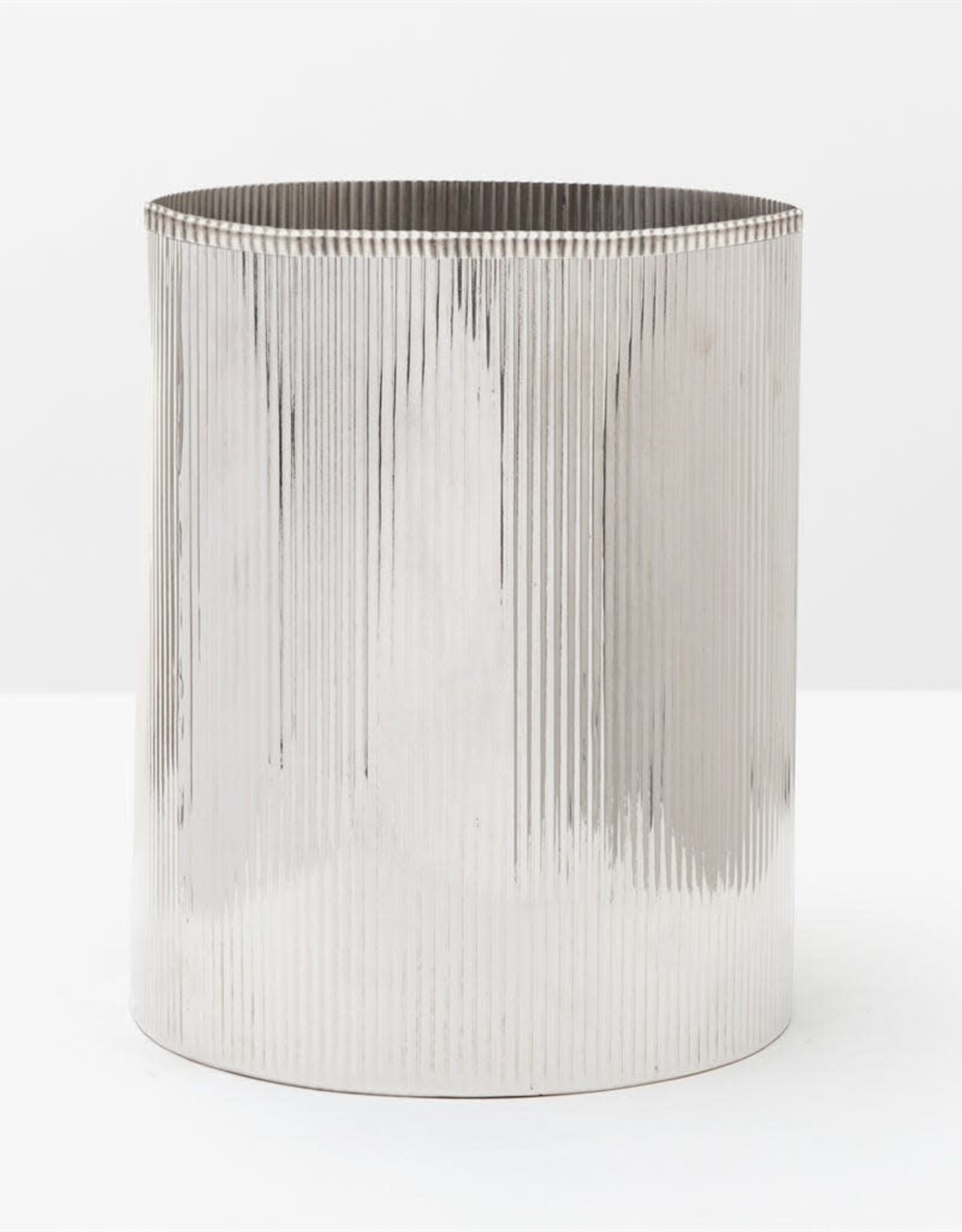 Redon Ribbed Wastebasket, Nickel