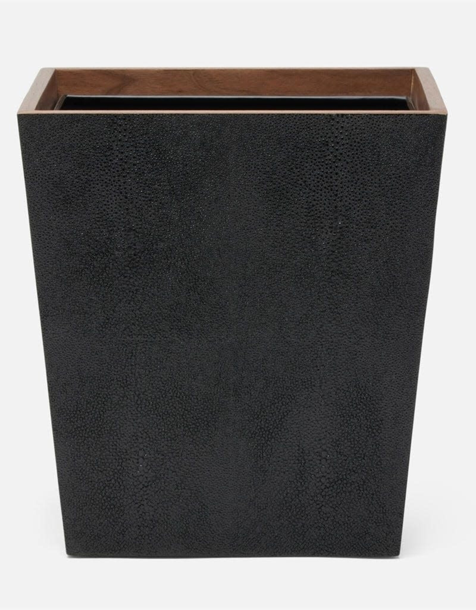 Shagreen Wastebasket, Black
