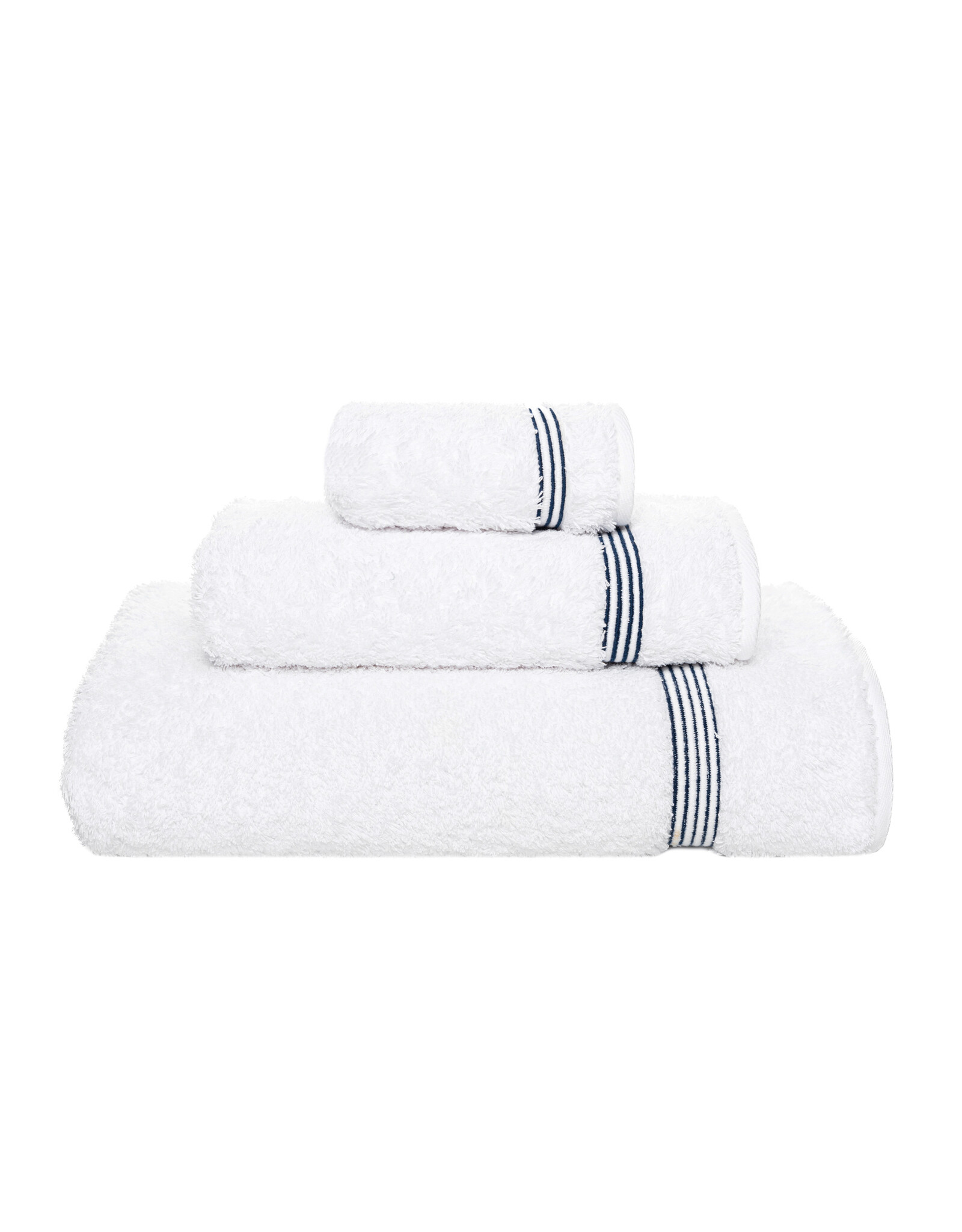 Bourdon Washcloth, White/Oxford 12x12 (L)