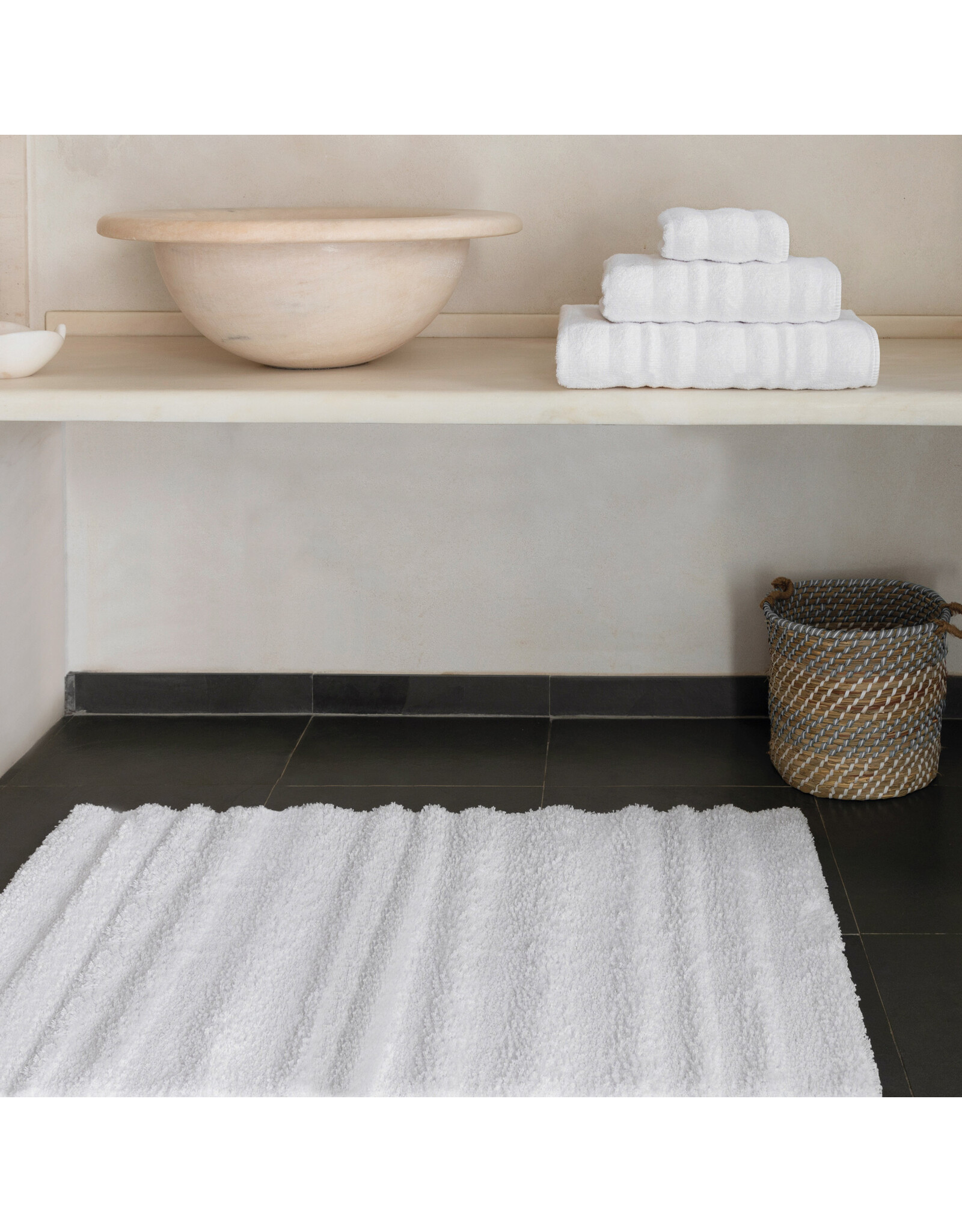 Alentejo Bath Rug, White 24x39 (customizable) (L)
