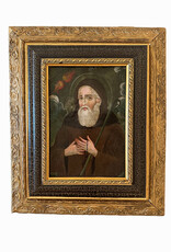 19th C Saint Francis Retablo, Oil on Tin, Spain
