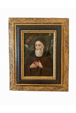 19th C Saint Francis Retablo, Oil on Tin, Spain