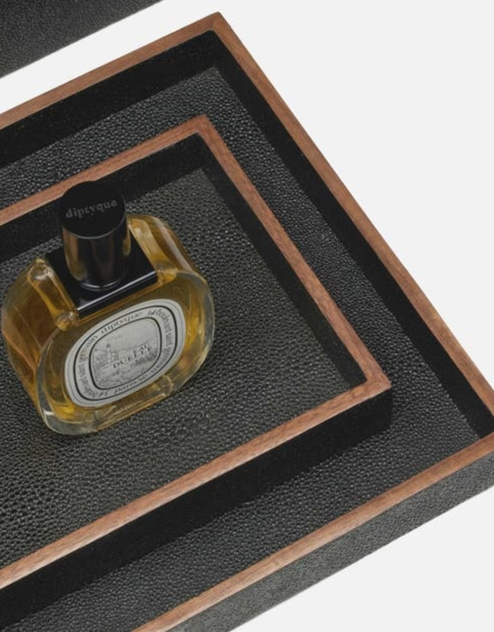 Shagreen Tray, Black Set of 2