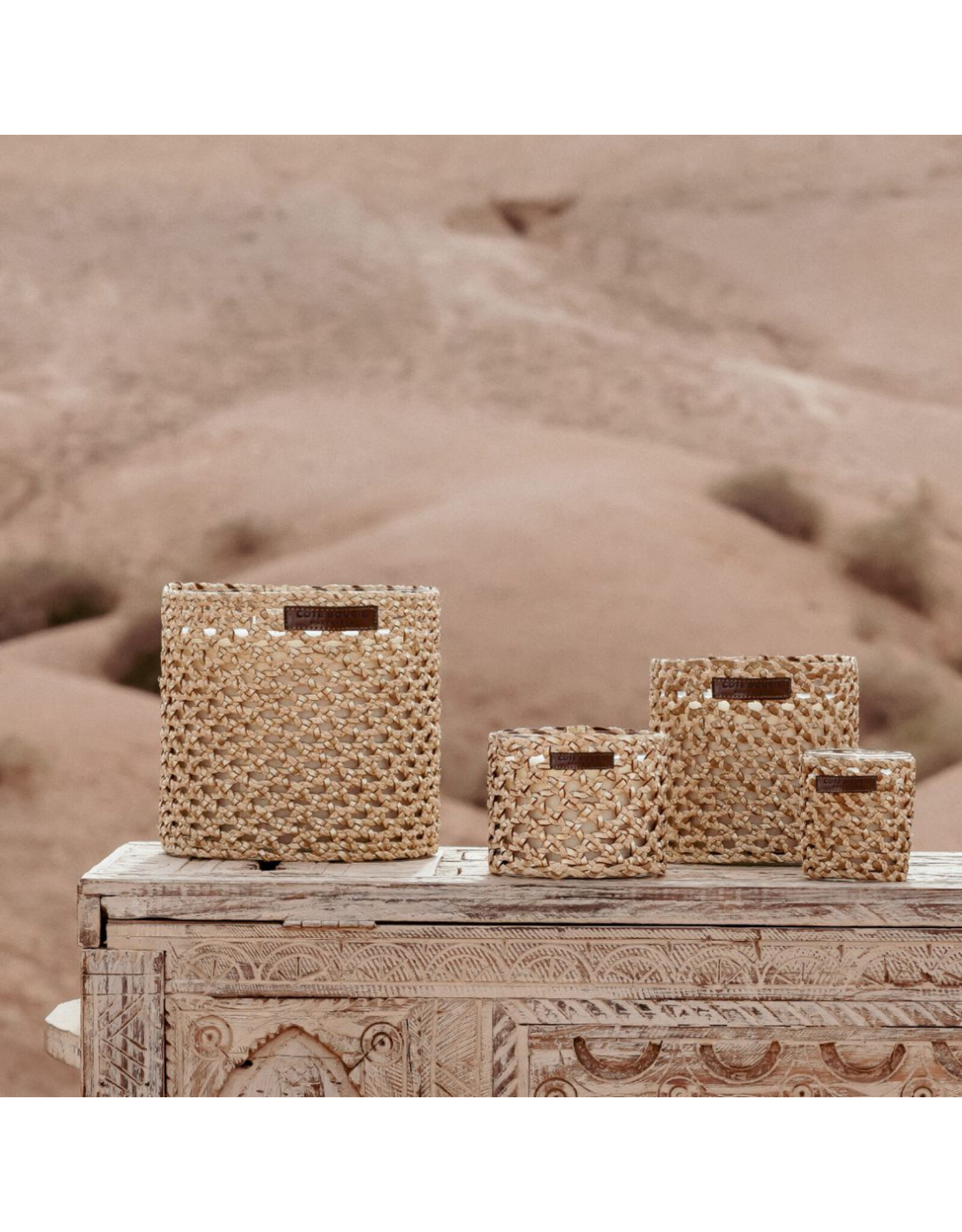 Côté Bougie Bougie Raphia Cuir Yara, M, Rose Oud