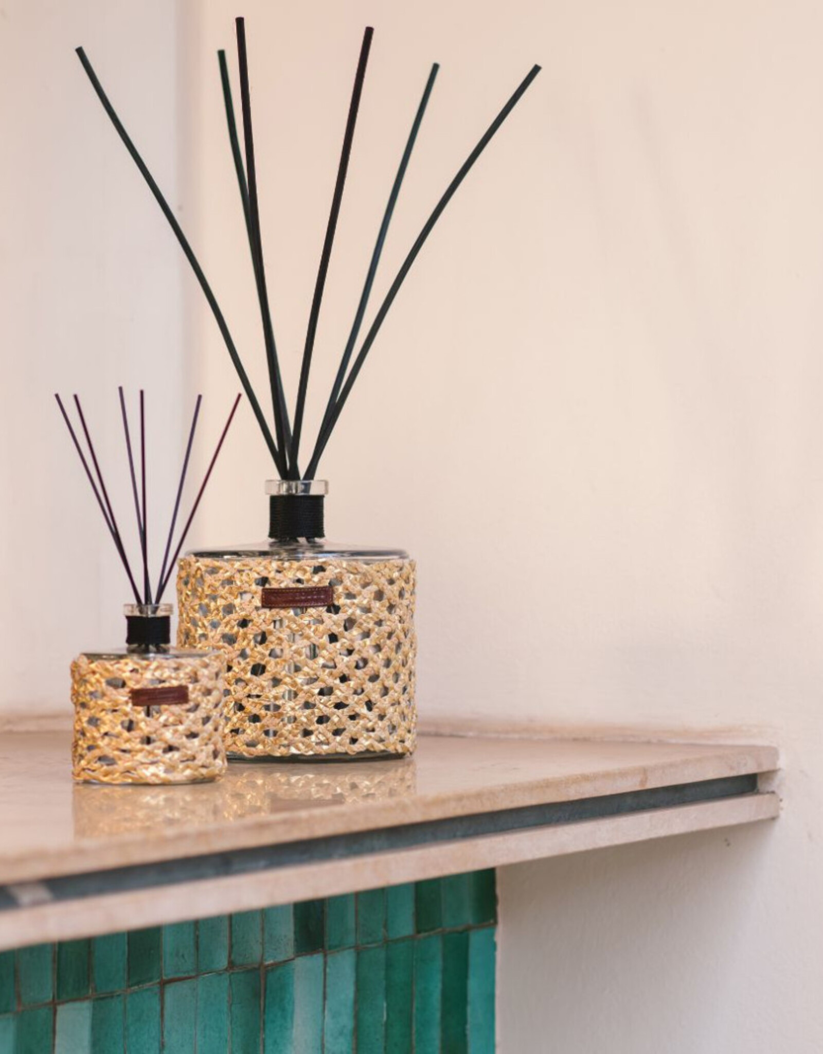 Côté Bougie Diffuser Raphia Cuir Yara, 500 mL, Rose Oud