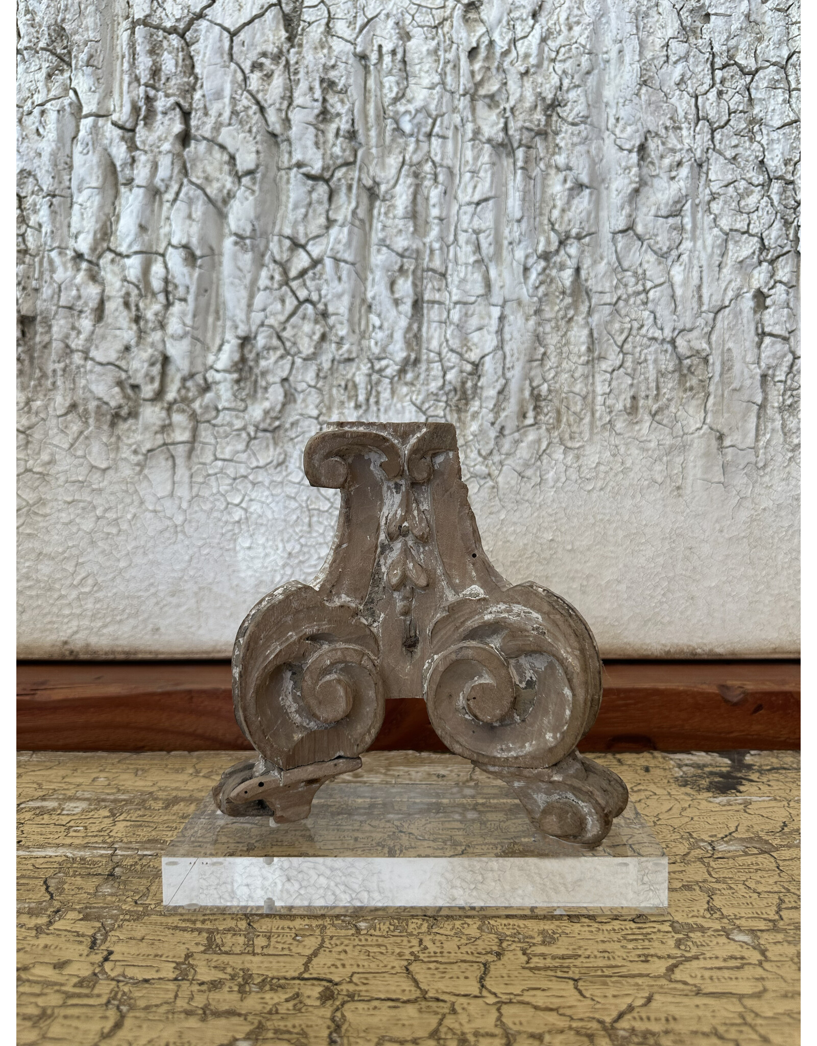 Gilt Scroll on Lucite, Italy 19th c 8x3x8.25