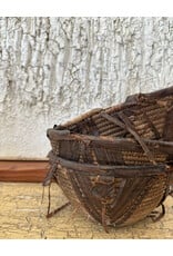 Vintage Leather Trim Basket, Africa